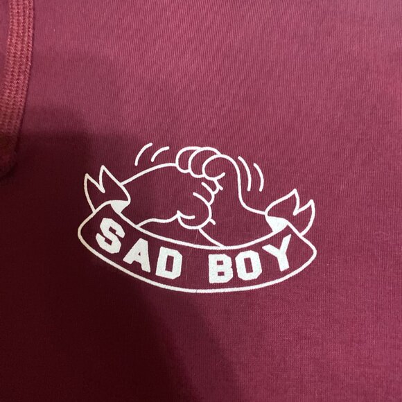 Abandon Ship Sad Boy Social Club Pullover L Cotton Red Hoodie - Picture 2 of 7